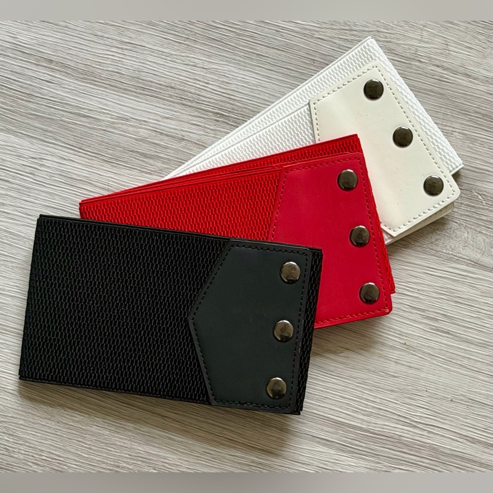 Women's Elastic Snap Belt Panel - Black, Red & White - 27”